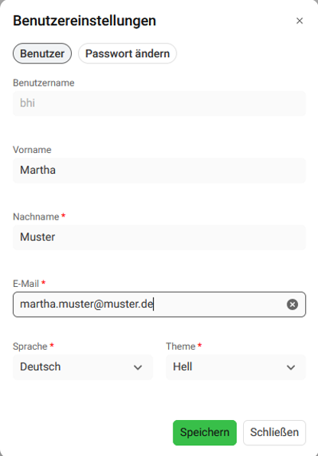 elaine-io-benutzereinstellungen-light-theme Benutzereinstellungen von Elaine.io mit Optionen zur Auswahl des Light- oder Dark-Themes.